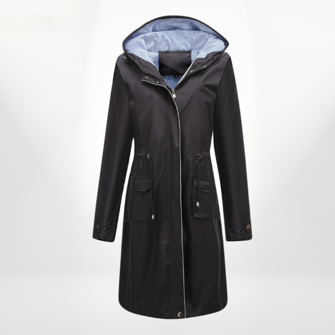 Mila – waterdichte trenchcoat met verstelbare tailleband en lange snit