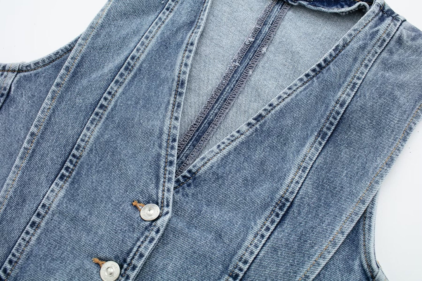 Chiara - Lichtblauw Cropped Denim vest