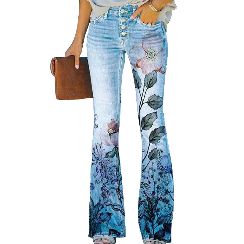 Luna –  flare-jeans met hoge taille en dubbele knoopsluiting