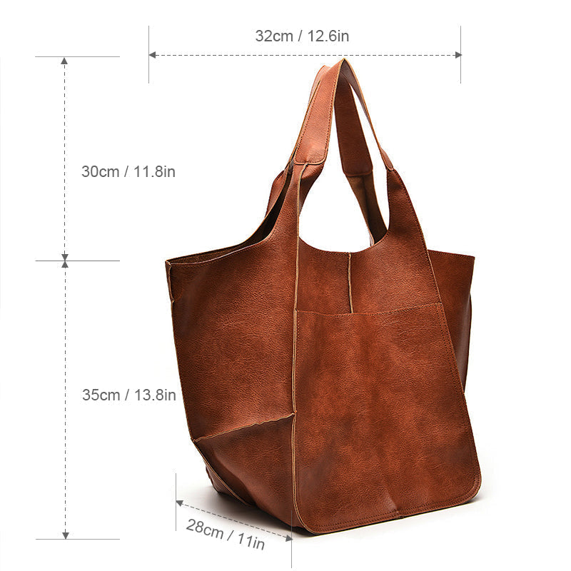 Maya – Oversized Damestas Van Leer Met Dubbele Schouderbanden