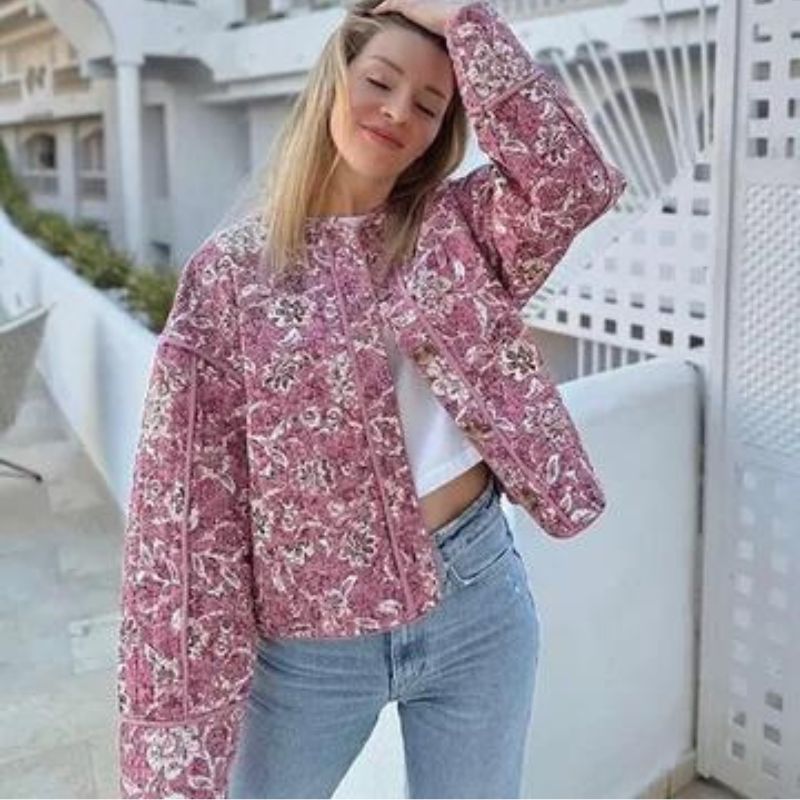 Eloise - Gewatteerd Lente Jas Met Bloemenprint