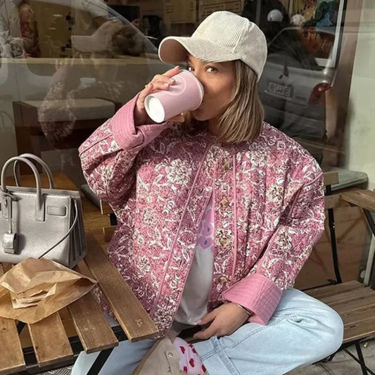 Eloise - Gewatteerd Lente Jas Met Bloemenprint