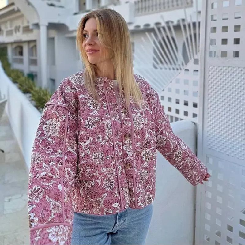Eloise - Gewatteerd Lente Jas Met Bloemenprint