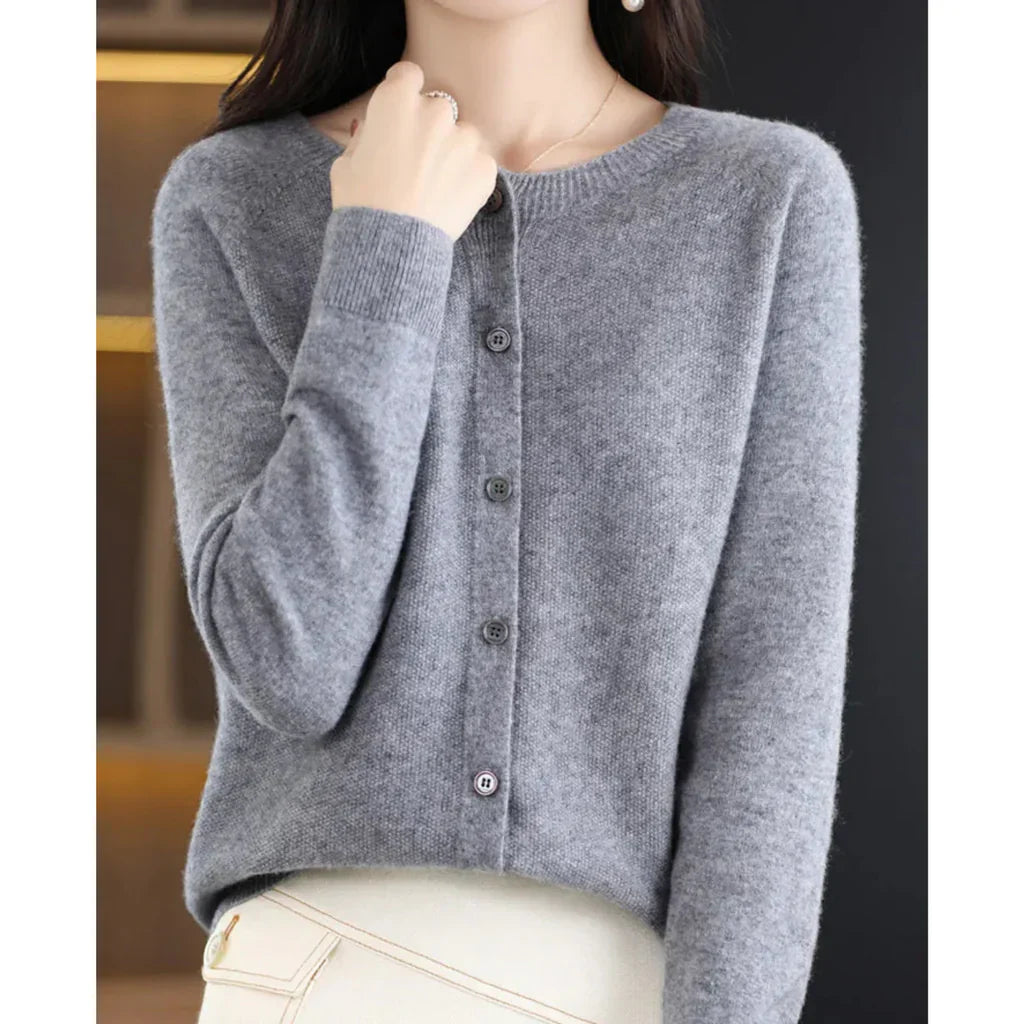 Sanna – Wol Cardigan Vest Met Ronde Hals