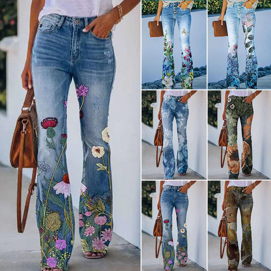 Luna –  flare-jeans met hoge taille en dubbele knoopsluiting