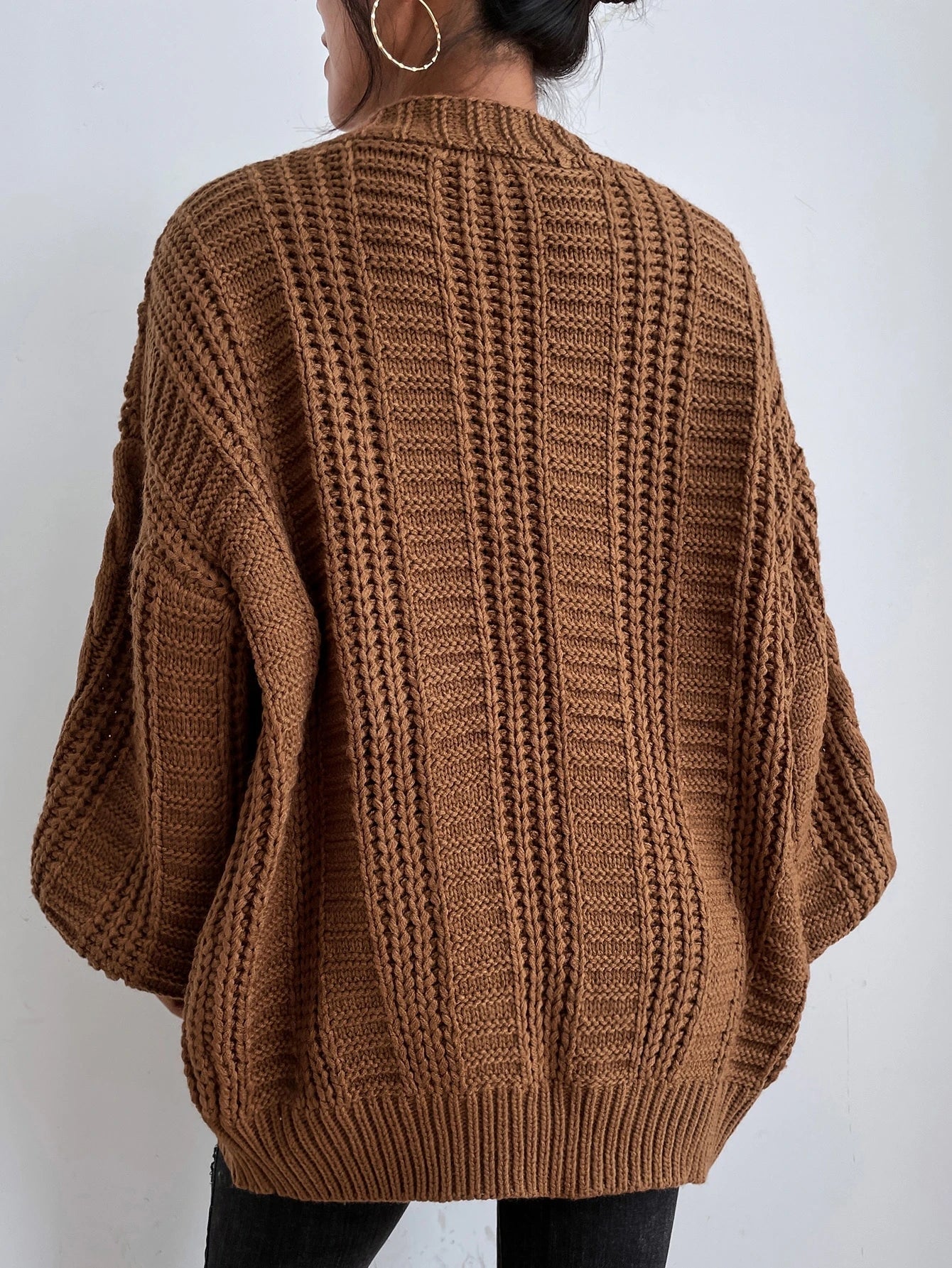 Hearthside – oversized cable knit vest met knopen en verlaagde schouders