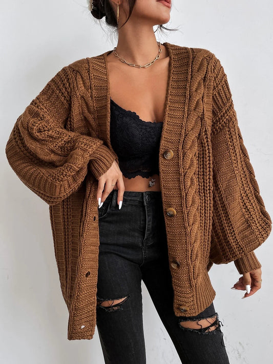 Hearthside – oversized cable knit vest met knopen en verlaagde schouders