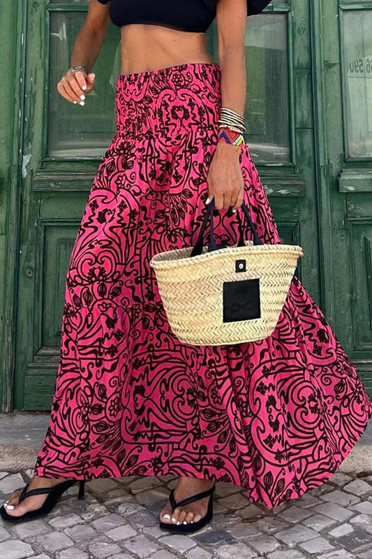Elena – Maxi-rok met kleurrijke print en comfortabele elastische tailleband