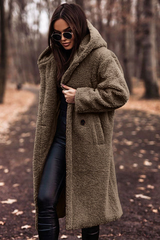 Sara – Lange Gevoerde Teddy Trenchcoat
