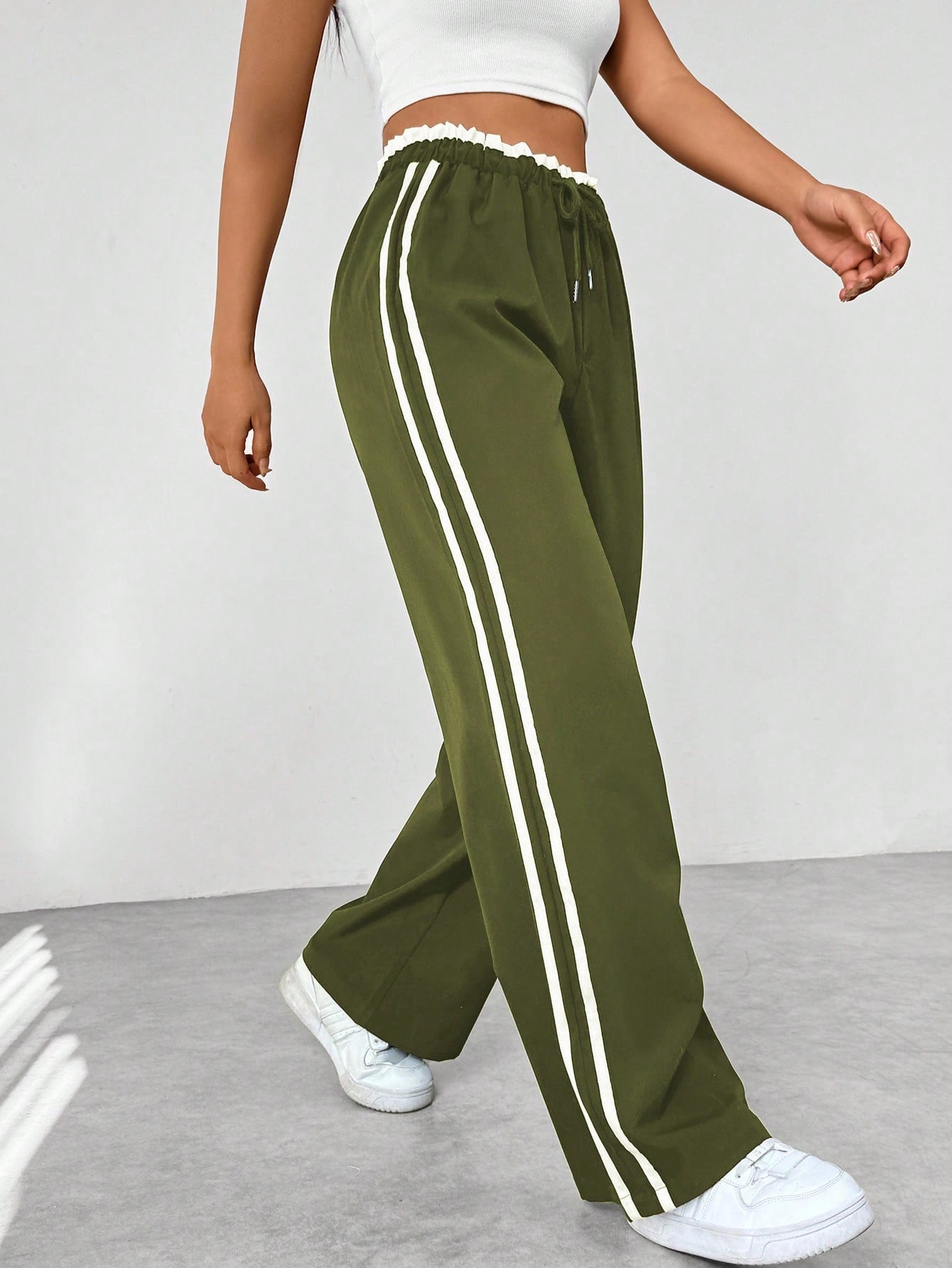 Yara - Comfortabele Wide-Leg Broek Met Dubbele Strepen