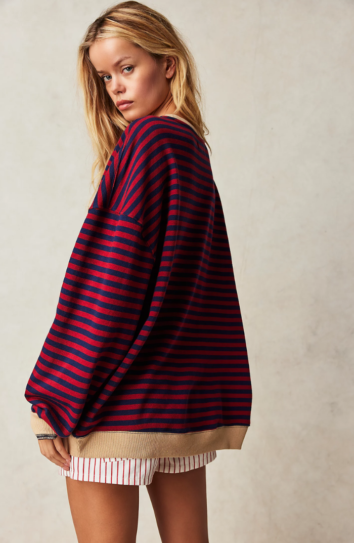 Anouk – gestreepte oversized trui met ronde hal