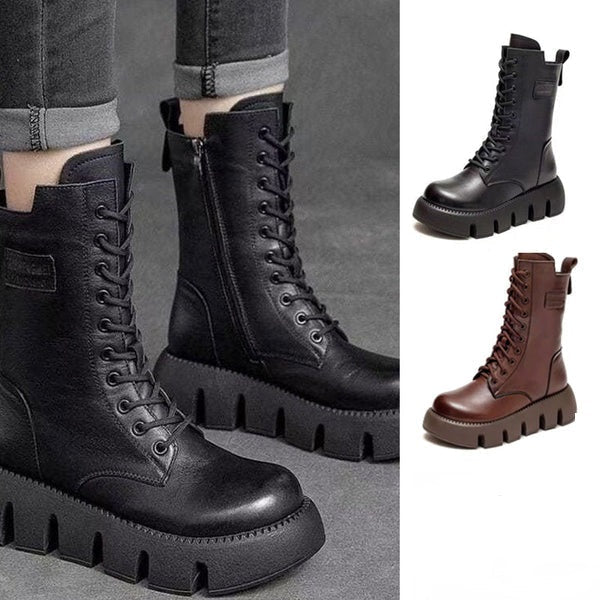 Lara – Kniehoge Slip-on Laarzen Van Licht Synthetisch Leer
