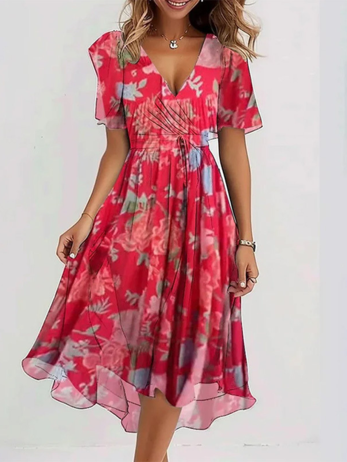 Yara Sunset – Boho zomerse print jurk met vloeiende A-lijn