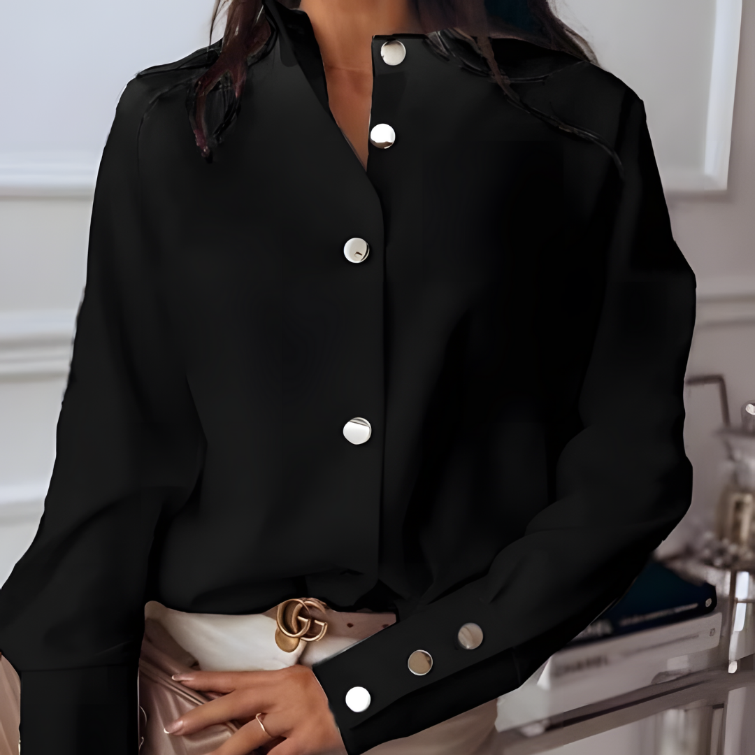 Clara – dames blouse met lange mouwen en knoopsluiting