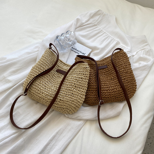 Emma – Gewoven Handtas Met Vegan Leren Band