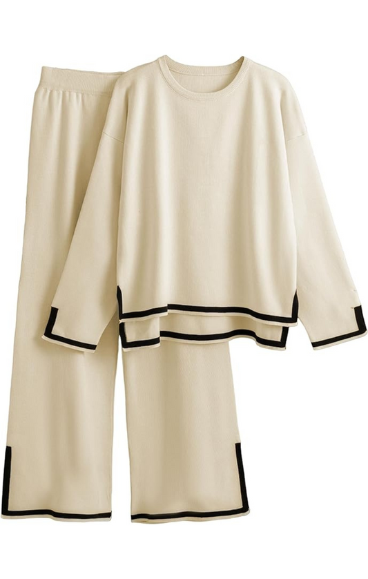 Grace - Gebreide Oversized Lounge Set Met Ronde Hals