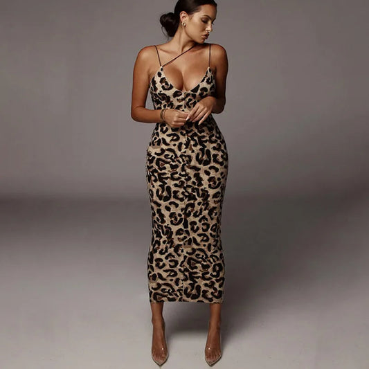 Lana – Maxi-jurk met luipaardprint en V-hals