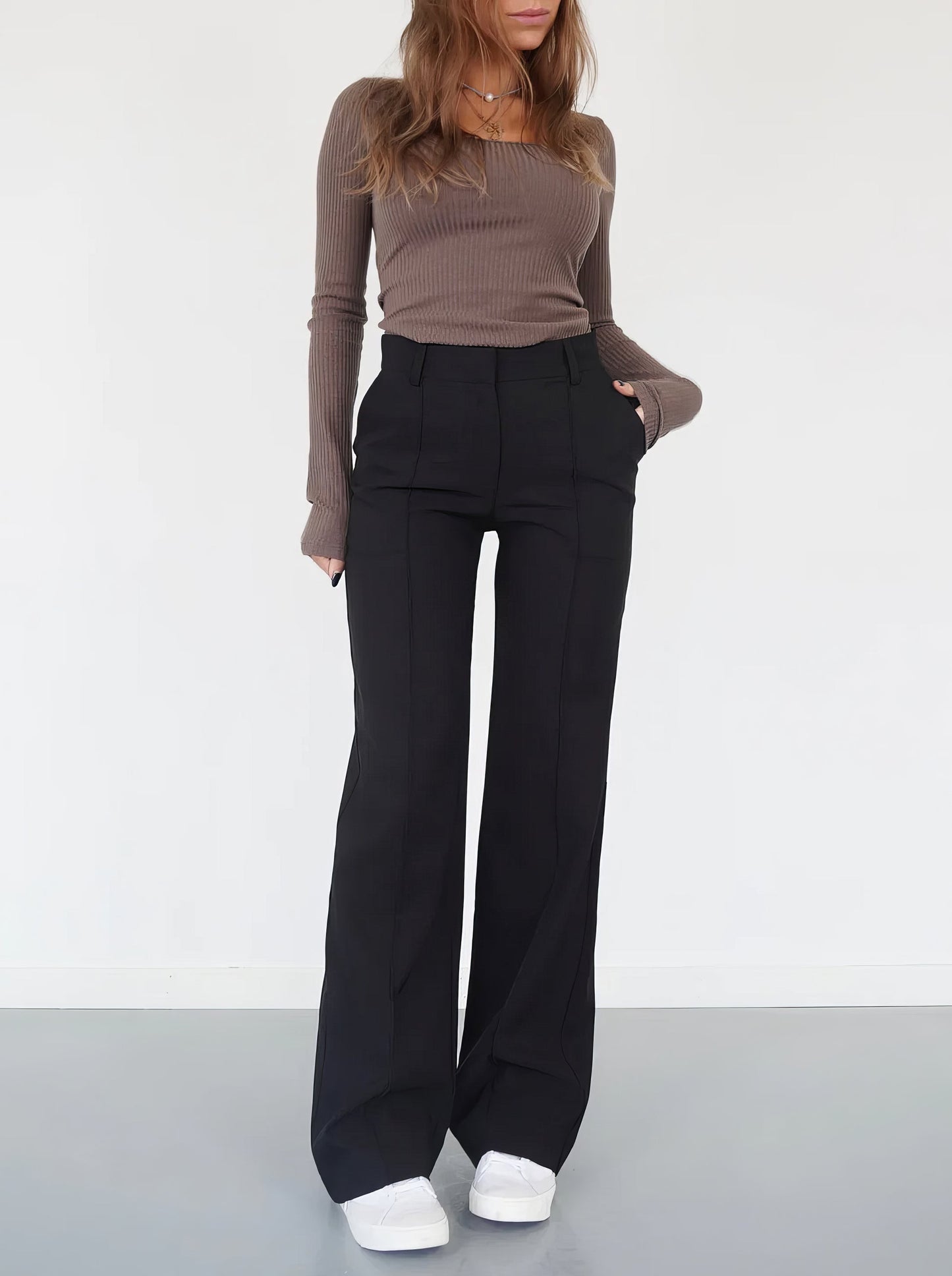 Eva - Wide Leg Dames Broek Met Hoge Taille En Wijde Pijpen