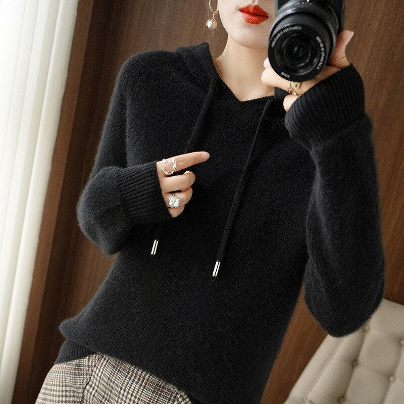 Alix – kasjmier hoodie met losse pasvorm en zachte textuur