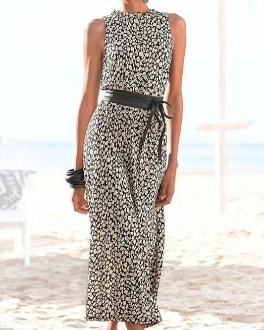 Maya – Mouwloze zomer jurk met brede tailleband