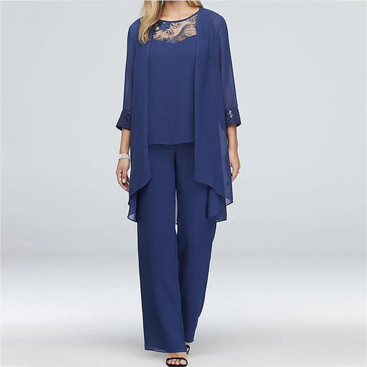 Yasmin – Zomer set met luchtige top lange broek en blazer