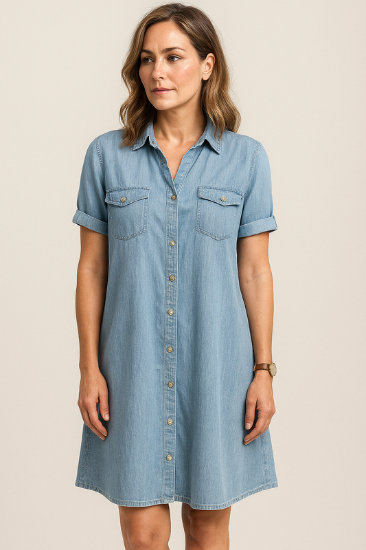 Nora – Dames Oversized Midi Overhemdjurk Met Knoopsluiting