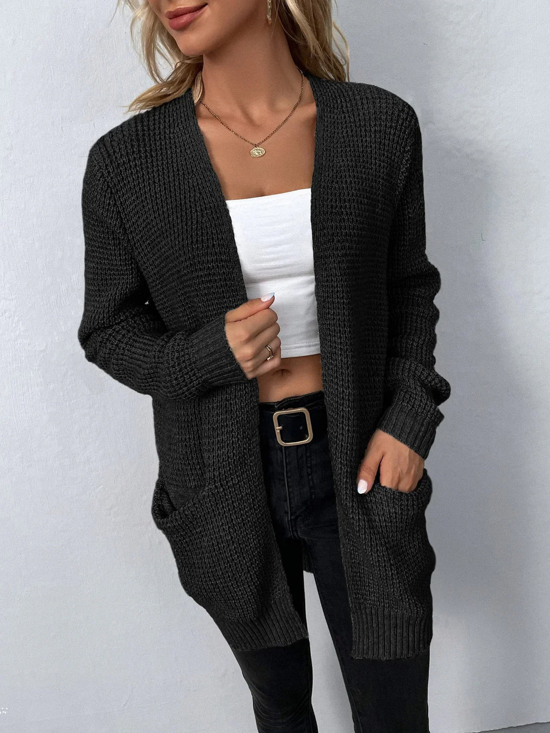 Suzanne – Lange Dames Cardigan Vest Met Zakken