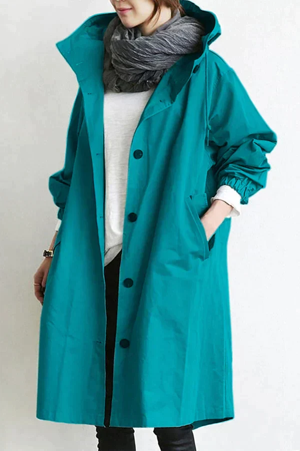 Elena – oversized waterdichte trenchcoat met capuchon