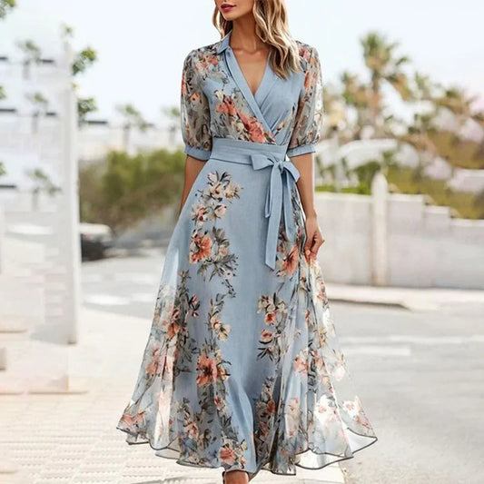 Elise – Klassieke zomer midi-jurk met V-hals