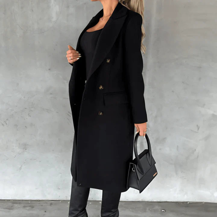 Camille – wollen trenchcoat met afneembare bontkraag en tailleceintuur