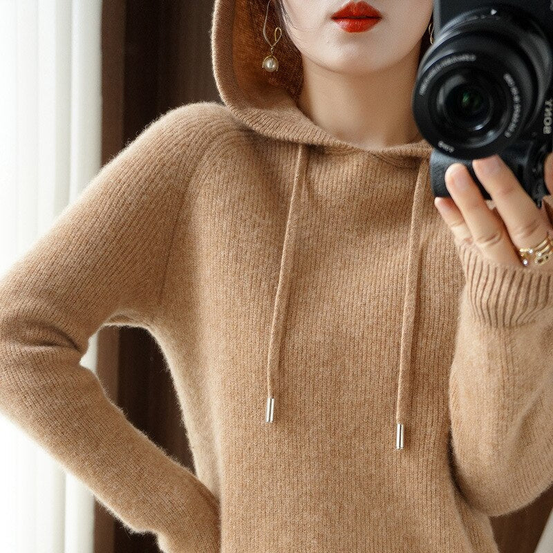 Alix – kasjmier hoodie met losse pasvorm en zachte textuur