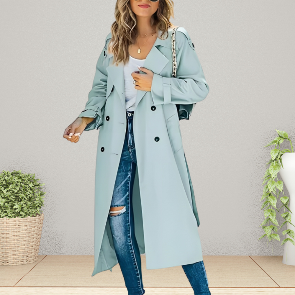 Celeste – Dames Trenchcoat Met Klassieke Turn-Down Kraag
