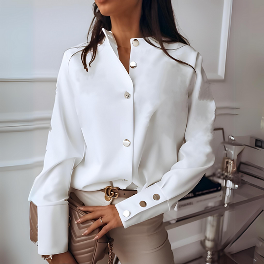 Clara – dames blouse met lange mouwen en knoopsluiting