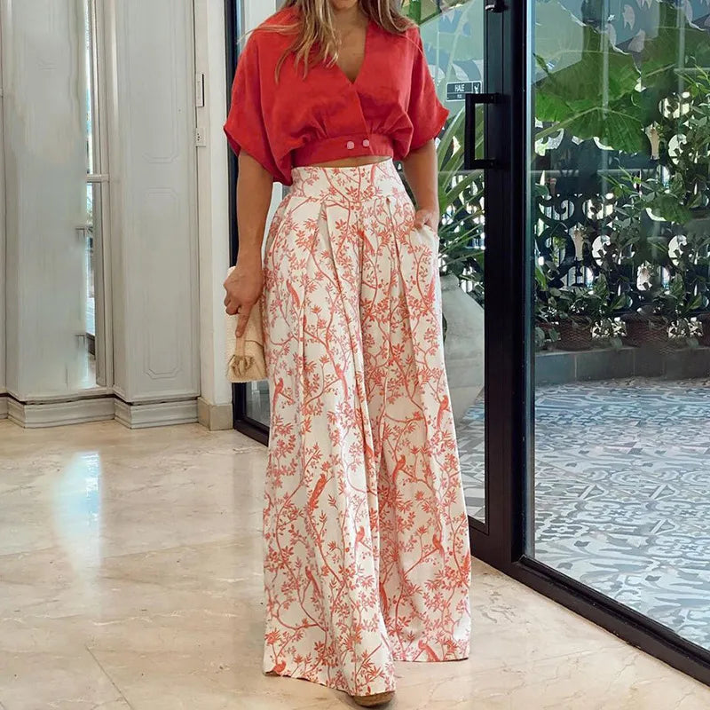 Eva – zomer set met lichtgewicht linnen overhemd en wijde pantalon