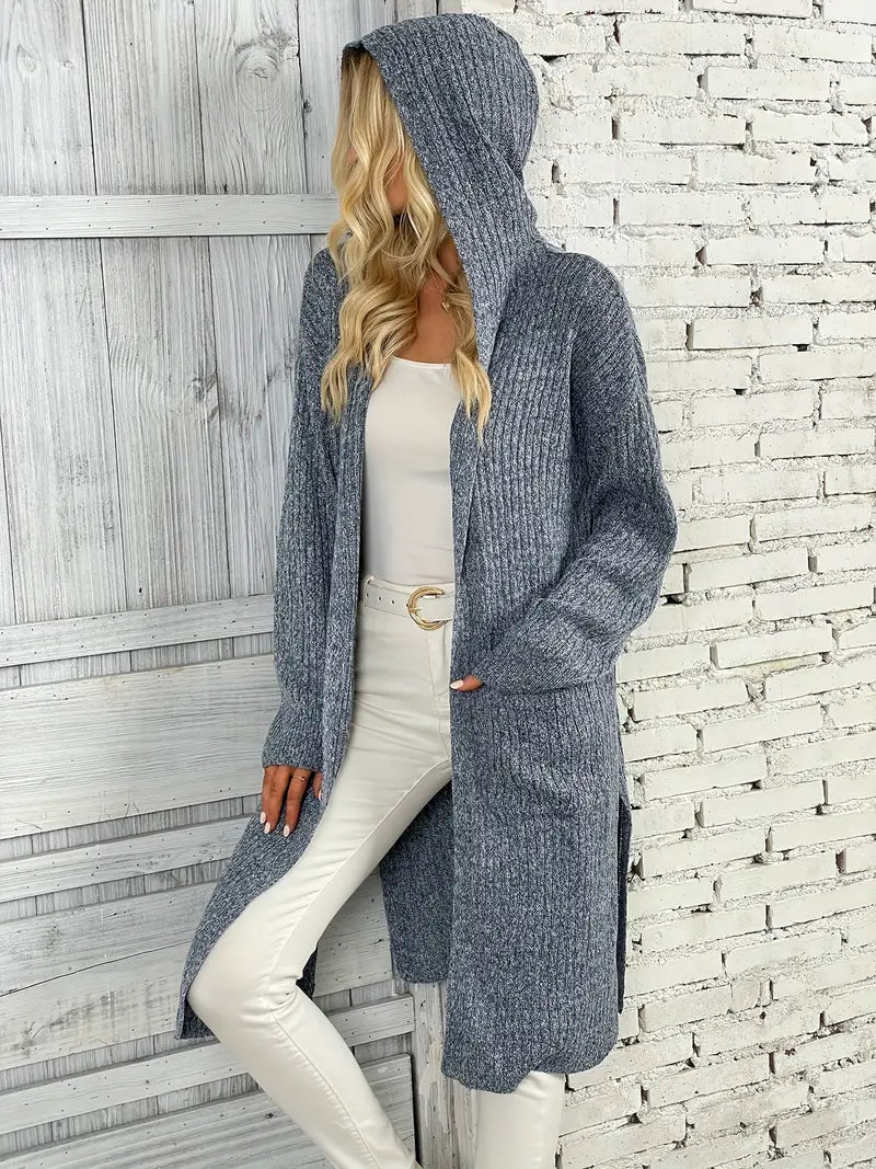 Elara – lang cardigan vest van wolmix met losse pasvorm en lange mouwen