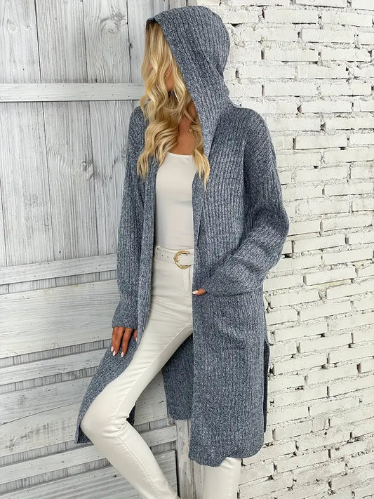 Elara – lang cardigan vest van wolmix met losse pasvorm en lange mouwen