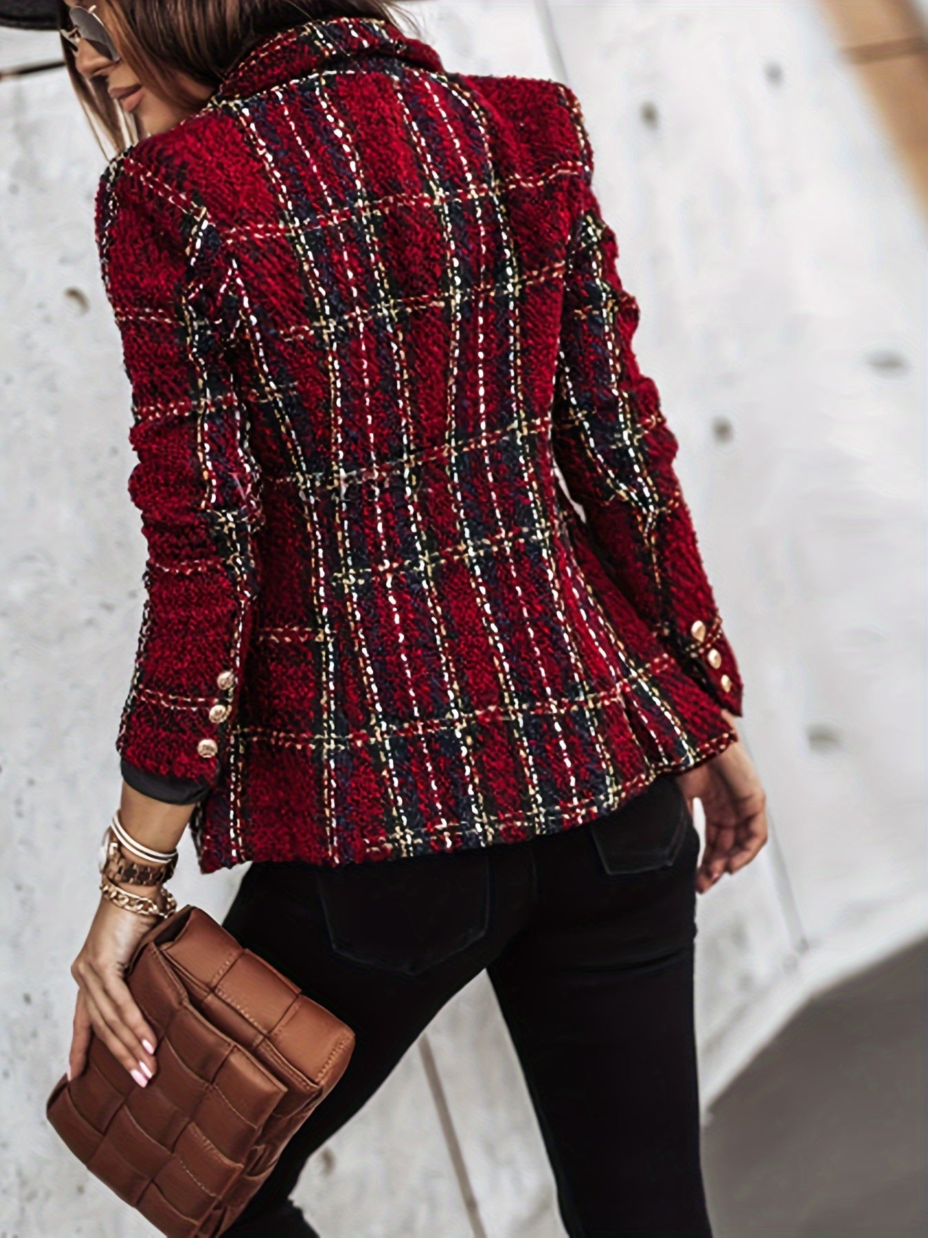 Claire – geruite damesblazer met dubbele knopen