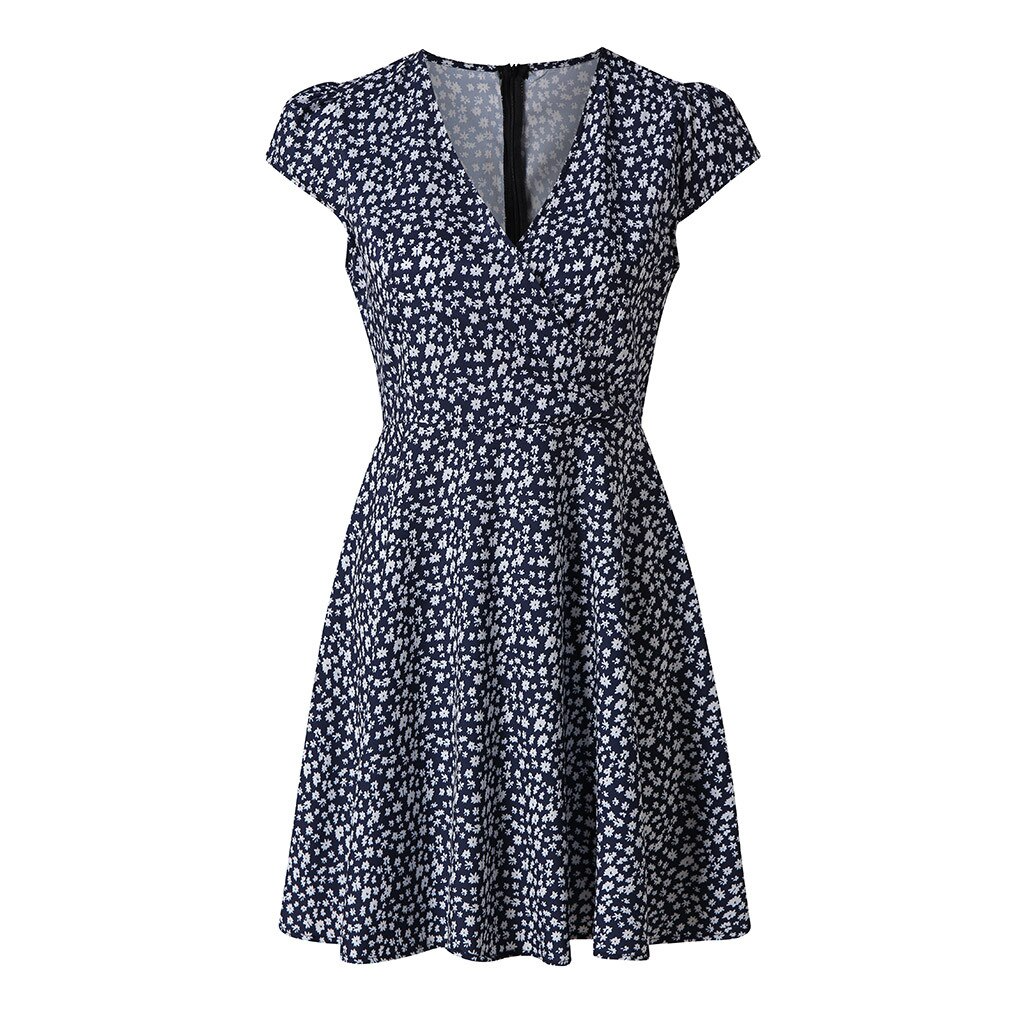 Lina – Gebloemde zomerjurk met V-hals en taille-accent