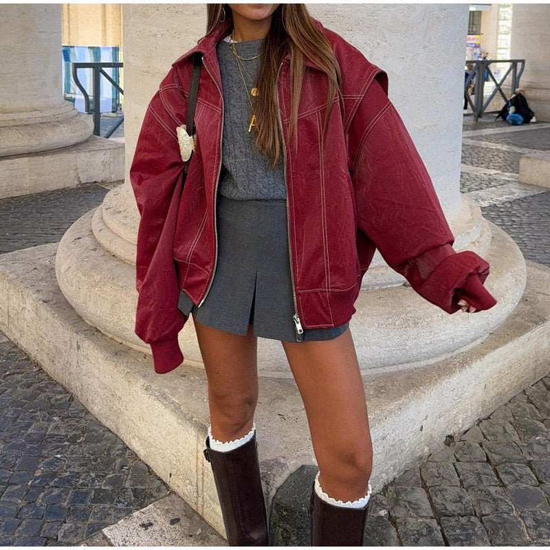 Romy – oversized leren jas