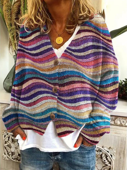Lotte – meerkleurig dames cardigan vest met knopen