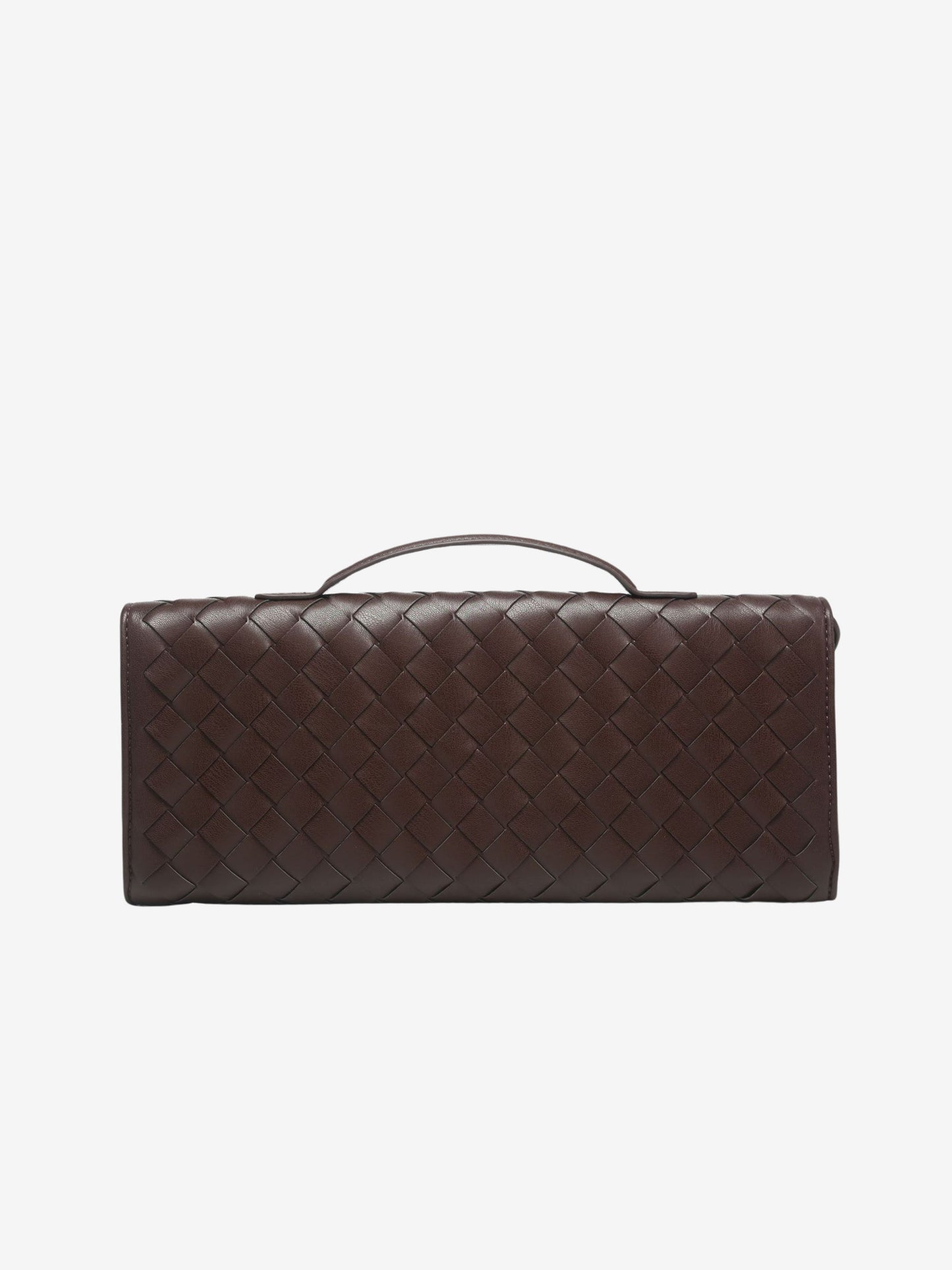 Clémence – Geweven Leren Crossbody Clutch Tas Met Gouden Knoop En Handvat