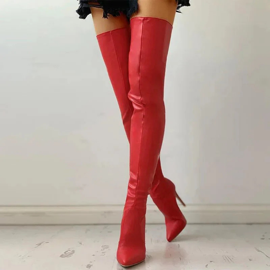 Celina – overknee dames laarzen met hak en ritssluiting