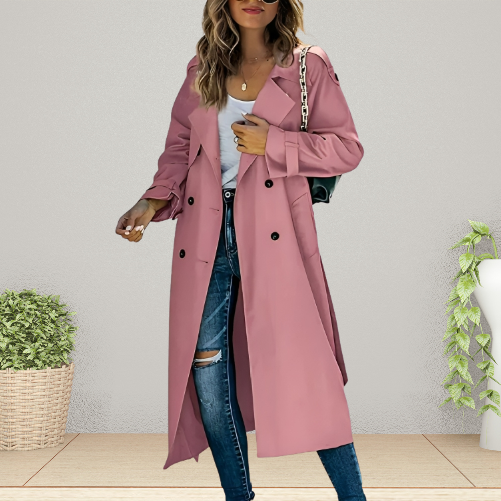 Celeste – Dames Trenchcoat Met Klassieke Turn-Down Kraag