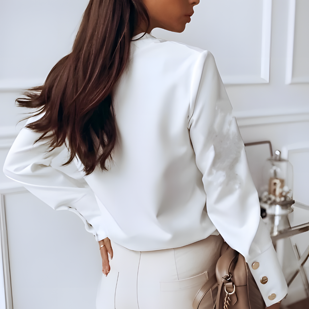Clara – dames blouse met lange mouwen en knoopsluiting