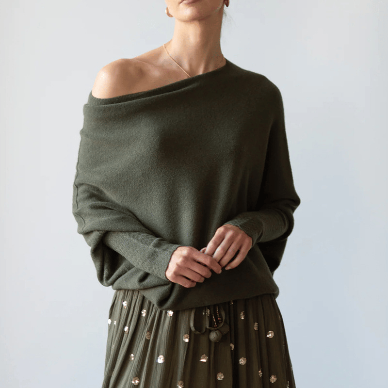 Amira – Off Shoulder Dames Trui Van Zachte Stof