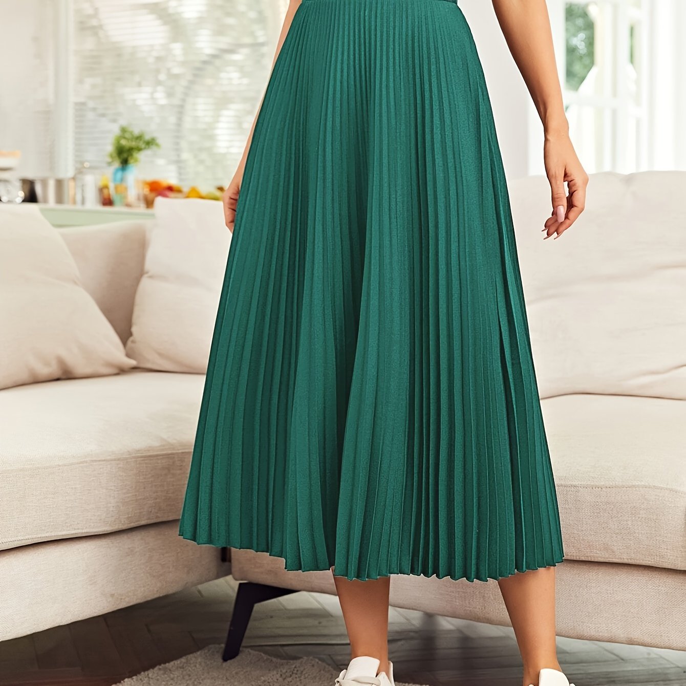 Evelien – Plooirok van katoenmix met hoge taille
