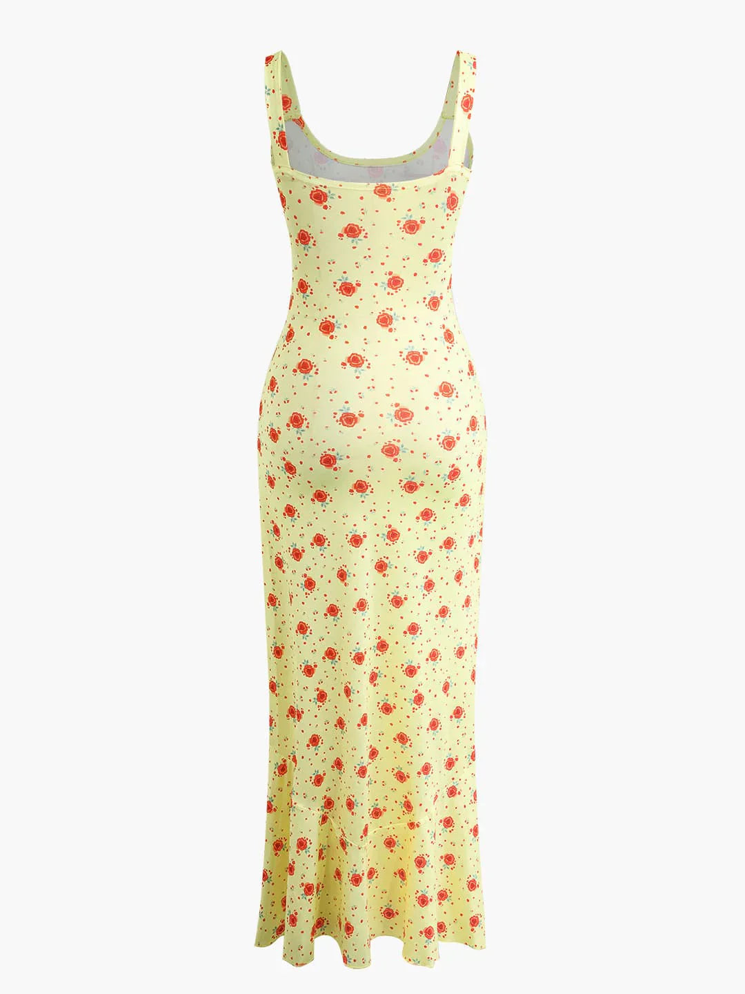 Lina – Gele Maxi Jurk Met Bloemenprint