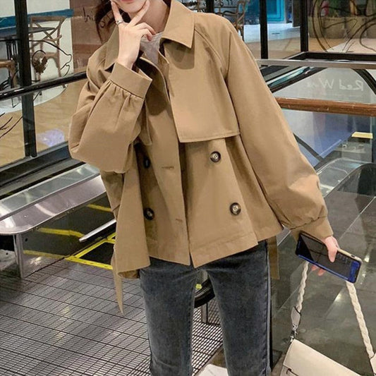Linda – khaki korte trenchcoat