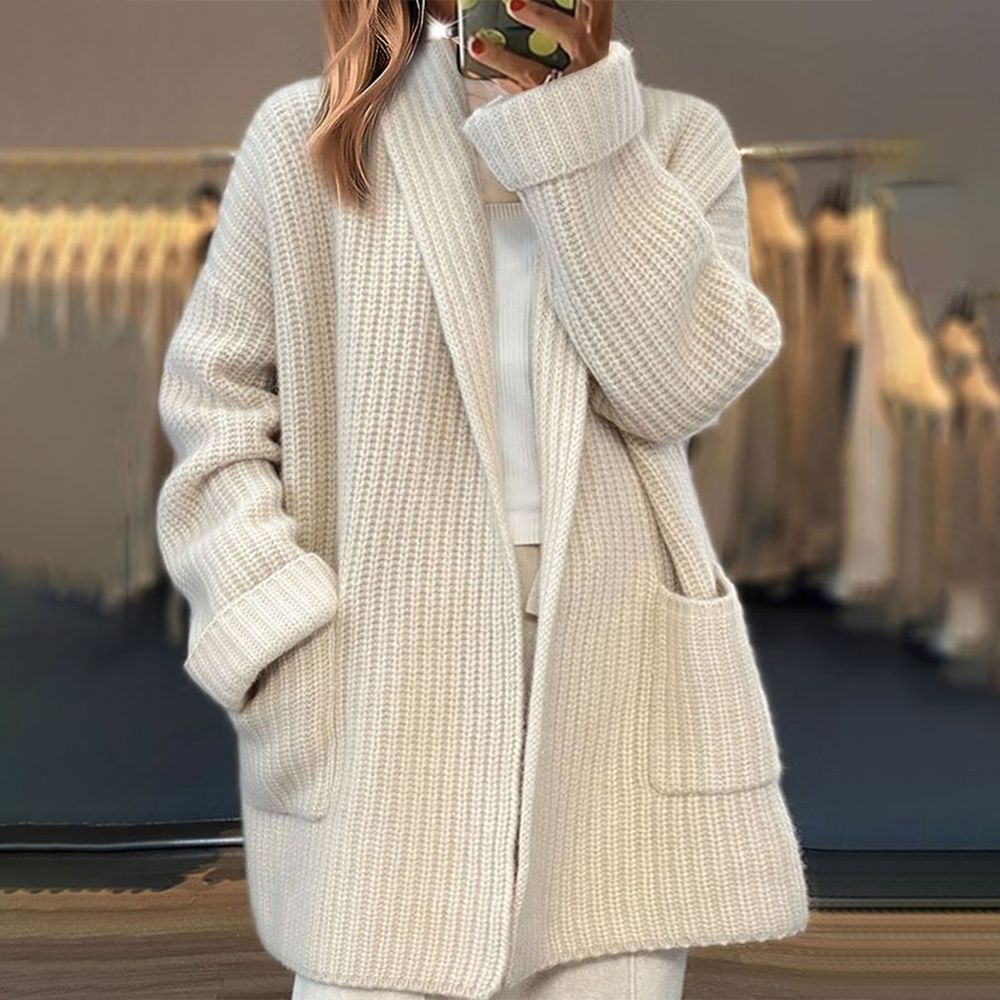 Émilie – gebreid cardigan vest met losse pasvorm en V-hals