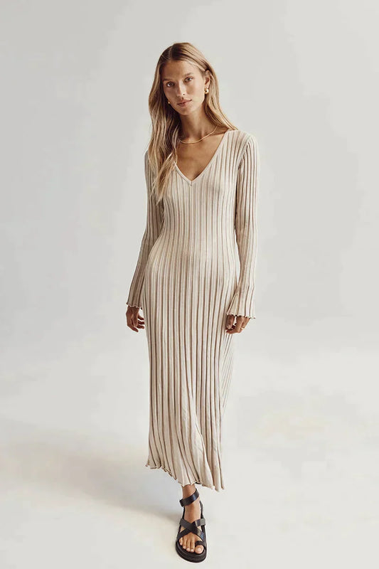 Carilyn – Zomer midi-jurk met lange mouwen
